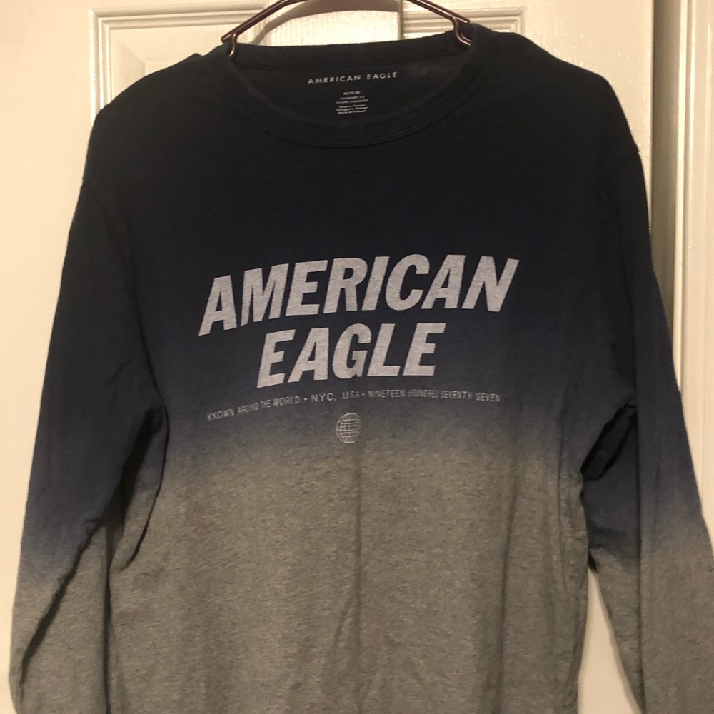American Eagle long sleeve t-shirt, men’s medium, blue and gray